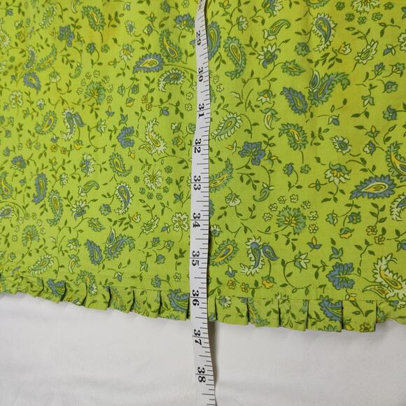 Vtg 90s Venezia Lime Green Paisley Ruffle Square Neck Cotton Dress 18 Clueless - Picture 11 of 11